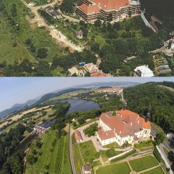 Letecký pohled na klášter - včera a dnes